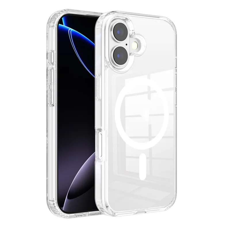 For iPhone 17 Clear Magnetic Case TPU PC Shockproof Phone Cover Compatible with MagSafe - Transparent