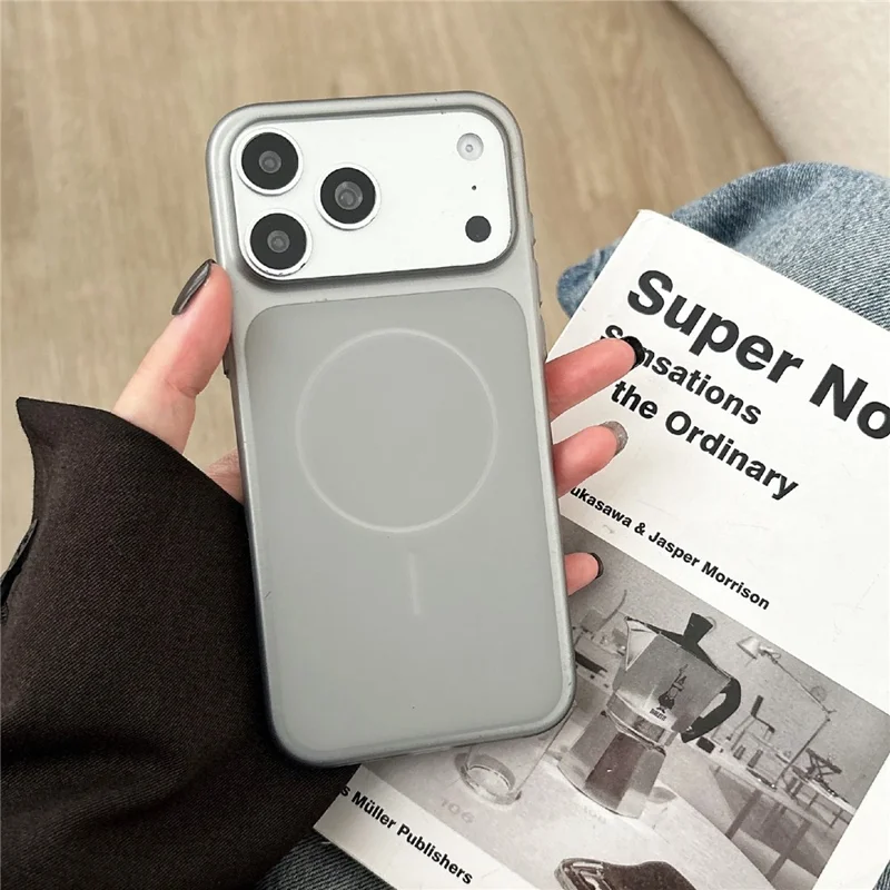 For iPhone 17 Pro Magnetic Phone Case Soft Touch Anti Fingerprint PC Shockproof Cover Compatible with MagSafe - Titanium Grey