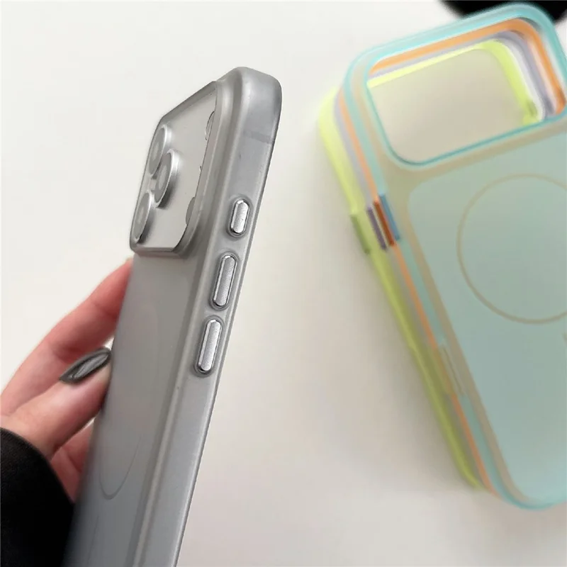 For iPhone 17 Pro Magnetic Phone Case Soft Touch Anti Fingerprint PC Shockproof Cover Compatible with MagSafe - Titanium Grey