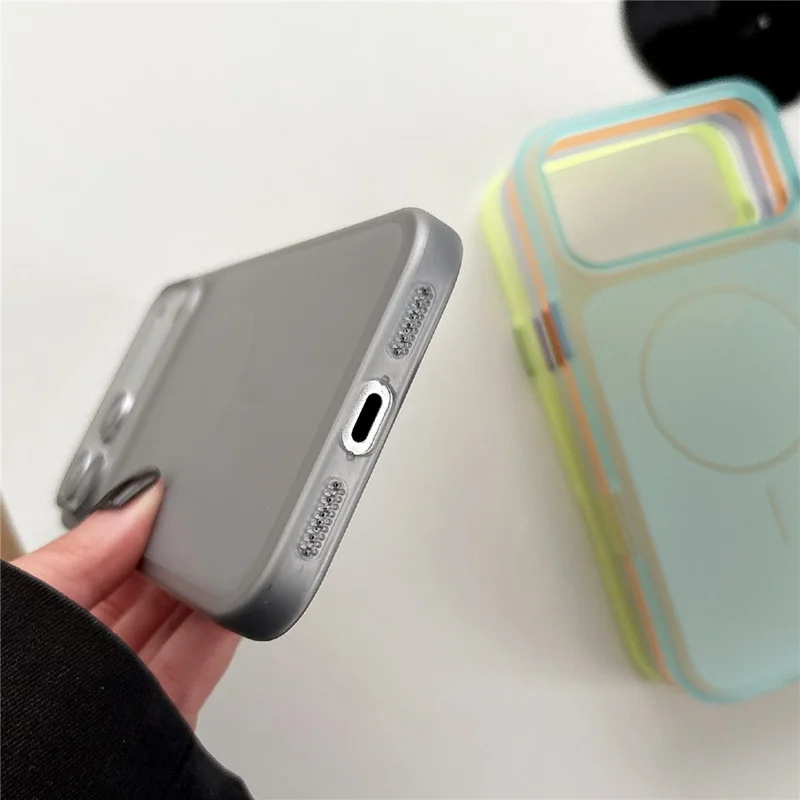 For iPhone 17 Pro Magnetic Phone Case Soft Touch Anti Fingerprint PC Shockproof Cover Compatible with MagSafe - Titanium Grey