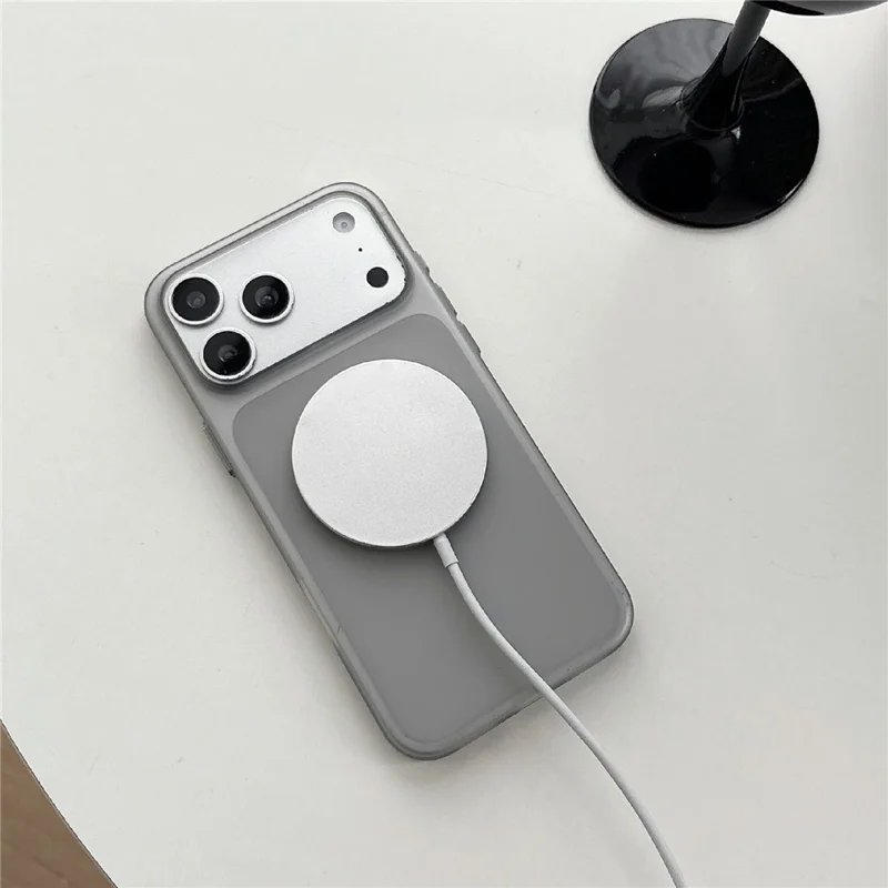 For iPhone 17 Pro Max Magnetic Phone Case Soft Touch Anti Fingerprint PC Shockproof Cover Compatible with MagSafe - Titanium Grey