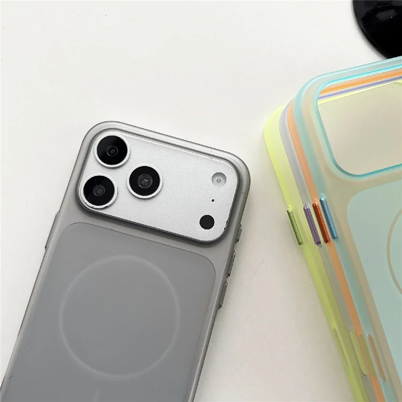 For iPhone 17 Pro Max Magnetic Phone Case Soft Touch Anti Fingerprint PC Shockproof Cover Compatible with MagSafe - Titanium Grey