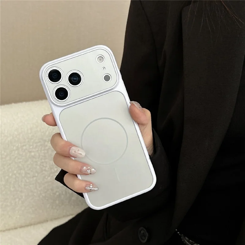 For iPhone 17 Pro Magnetic Phone Case PC TPU Mobile Back Cover Compatible with MagSafe - Silver