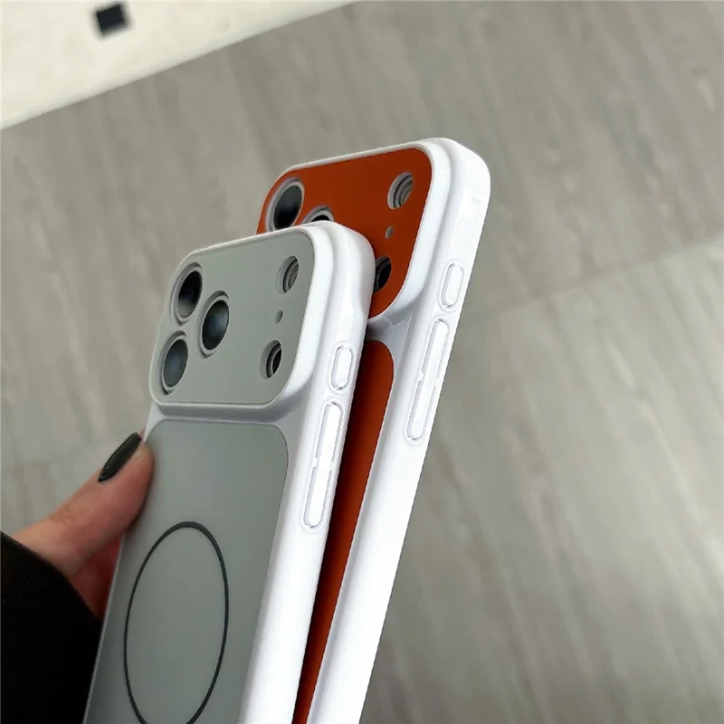 For iPhone 17 Pro Magnetic Phone Case PC TPU Mobile Back Cover Compatible with MagSafe - Silver