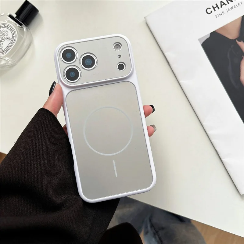 For iPhone 17 Pro Max Magnetic Phone Case PC TPU Mobile Back Cover Compatible with MagSafe - Silver