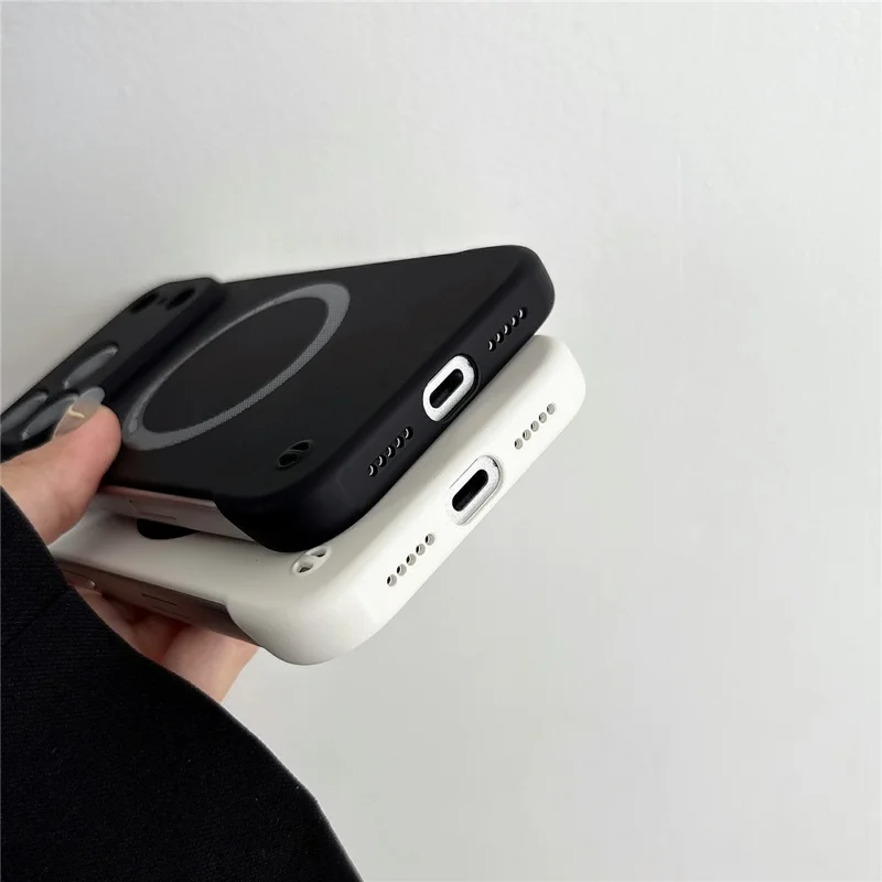 For iPhone 17 Pro Borderless Magnetic Phone Case Solid Color Frameless PC Cover Compatible with MagSafe - Black