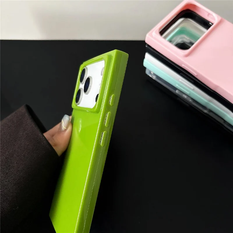 For iPhone 17 Pro Soft TPU Case Ultra Thin Square Design Anti Drop Phone Protective Cover - Grey