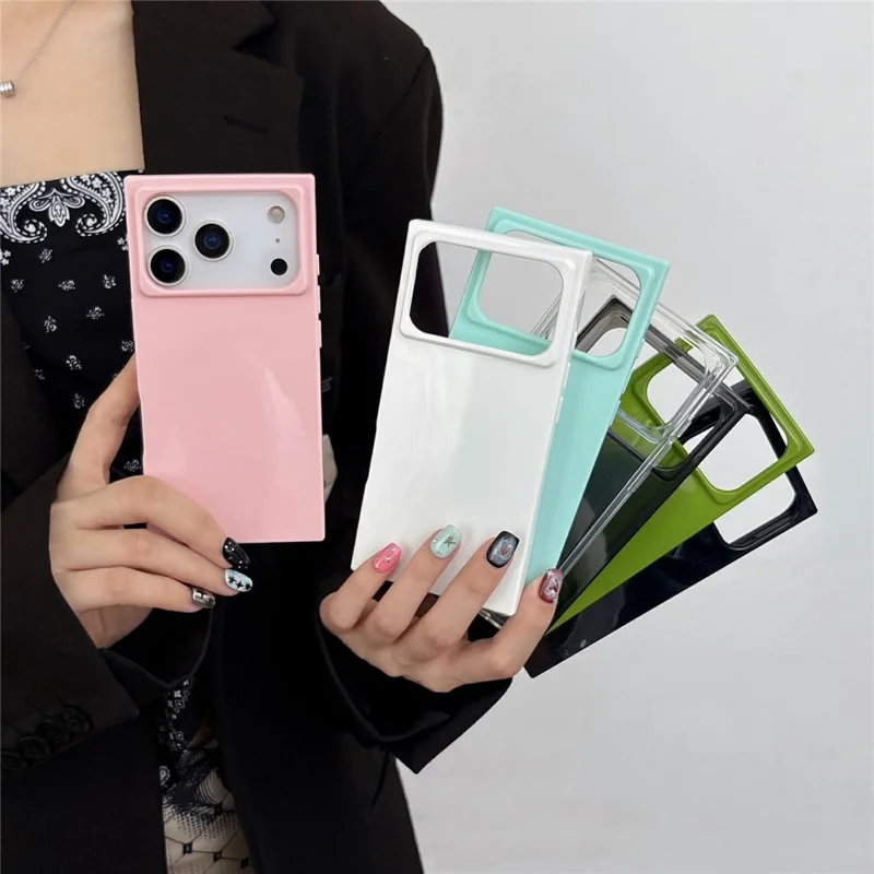For iPhone 17 Pro Soft TPU Case Ultra Thin Square Design Anti Drop Phone Protective Cover - Grey