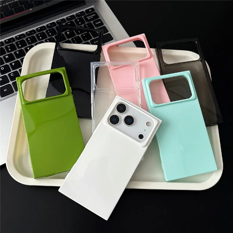 For iPhone 17 Pro Soft TPU Case Ultra Thin Square Design Anti Drop Phone Protective Cover - Grey