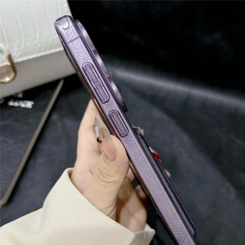 For Samsung Galaxy S26 Ultra Glitter Phone Case 2.0mm Shockproof TPU Phone Cover with Card Holder Kickstand - Black