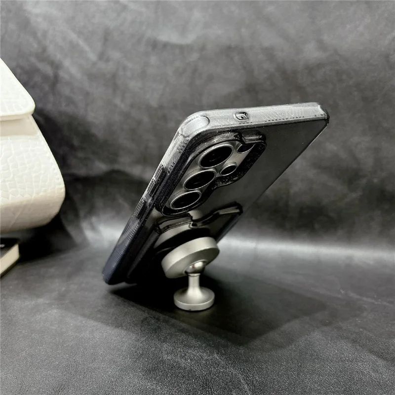 For Samsung Galaxy S25 Ultra Glitter Phone Case 2.0mm Shockproof TPU Phone Cover with Card Holder Kickstand - Black