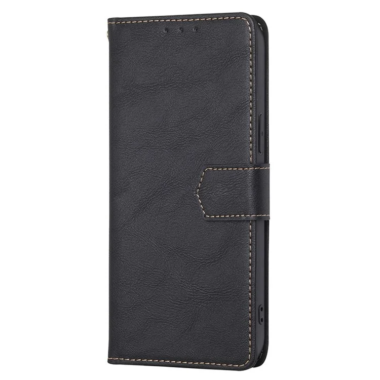 For Xiaomi Redmi Note 12 Pro 5G Stand Wallet Case for Xiaomi Redmi Note 12 Pro 5G / Note 12 Pro Speed 5G / Poco X5 Pro 5G, Shock Absorbing Cowhide Texture PU Leather+TPU RFID Blocking Magnetic Clasp Protective Cover - Black