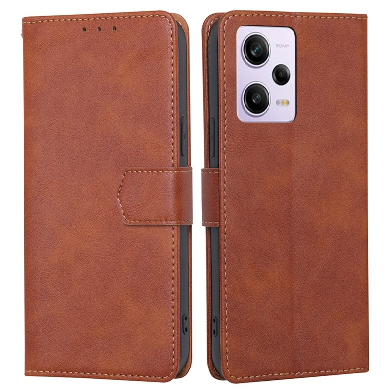 Capa Carteira com Suporte para Xiaomi Redmi Note 12 Pro 5G, para Xiaomi Redmi Note 12 Pro 5G / Note 12 Pro Speed 5G / Poco X5 Pro 5G, Capa Protetora em Pele Sintética com Textura de Couro de Vaca e TPU com Absorção de Choques e Fecho Magnético com Bloqueio RFID - Marrom