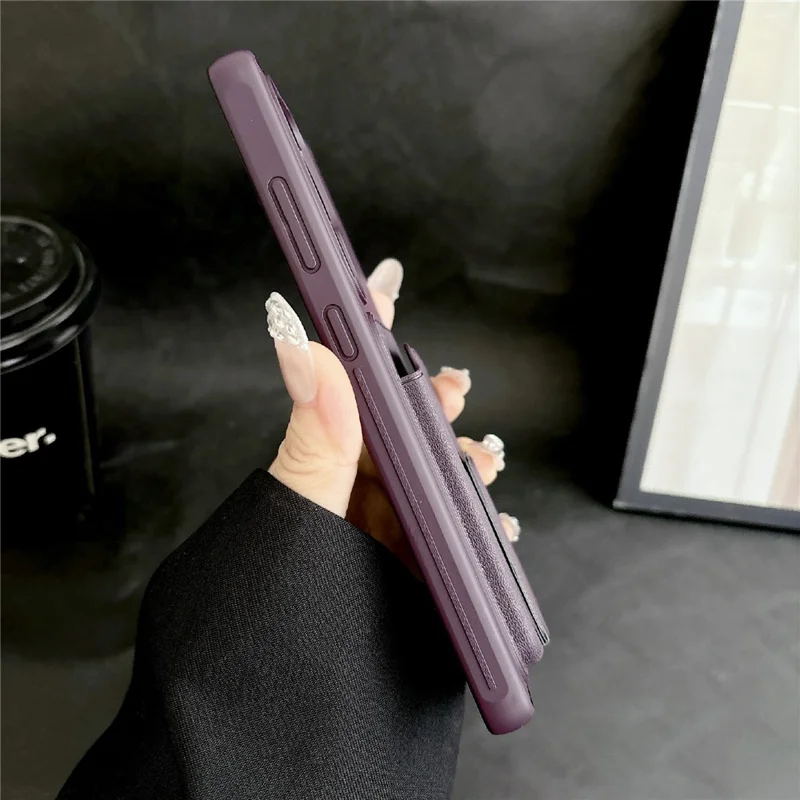 For Samsung Galaxy S25 Ultra Phone Case with Card Holder Kickstand Leather PC TPU Shockproof Protective Cover - Brown