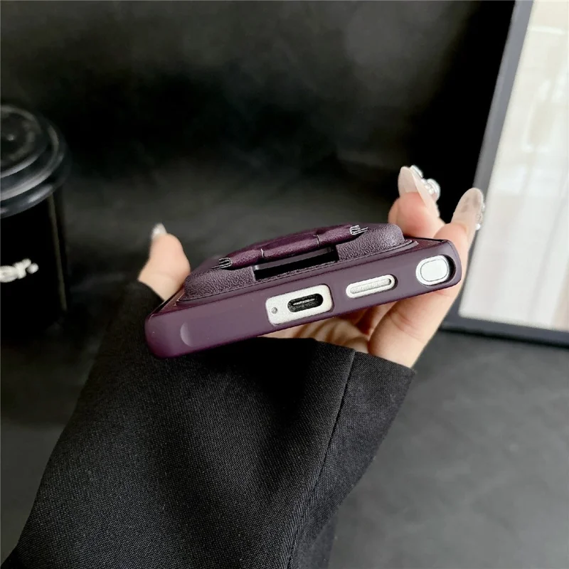 For Samsung Galaxy S25 Ultra Phone Case with Card Holder Kickstand Leather PC TPU Shockproof Protective Cover - Brown