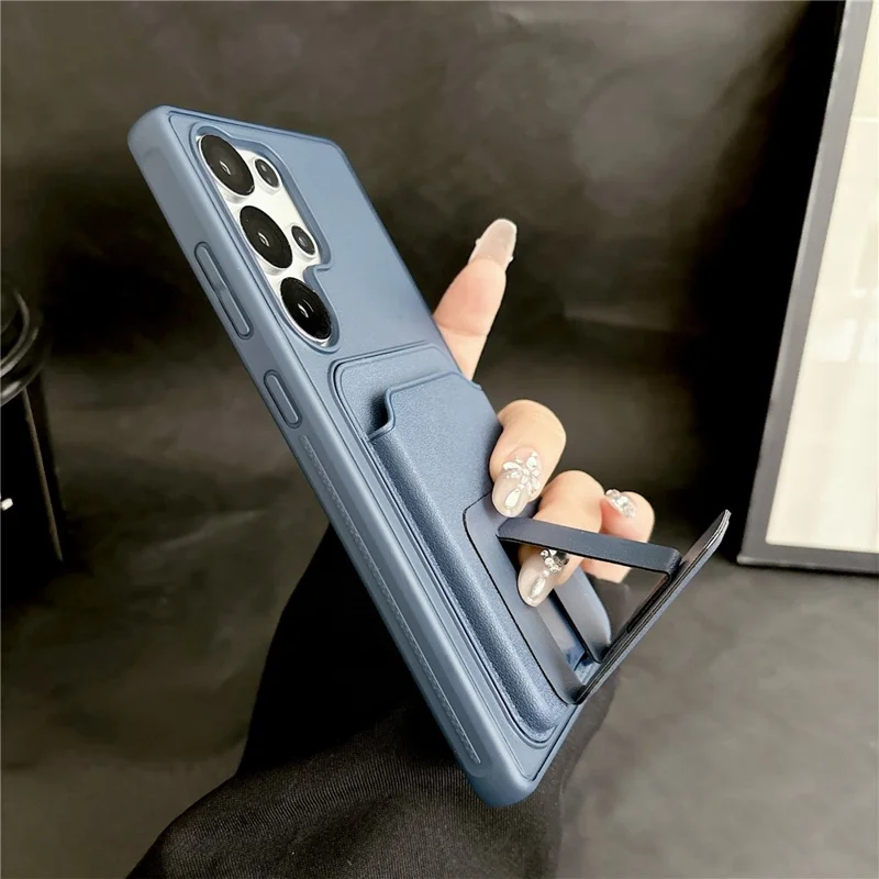 For Samsung Galaxy S26 Ultra Phone Case with Card Holder Kickstand Leather PC TPU Shockproof Protective Cover - Brown