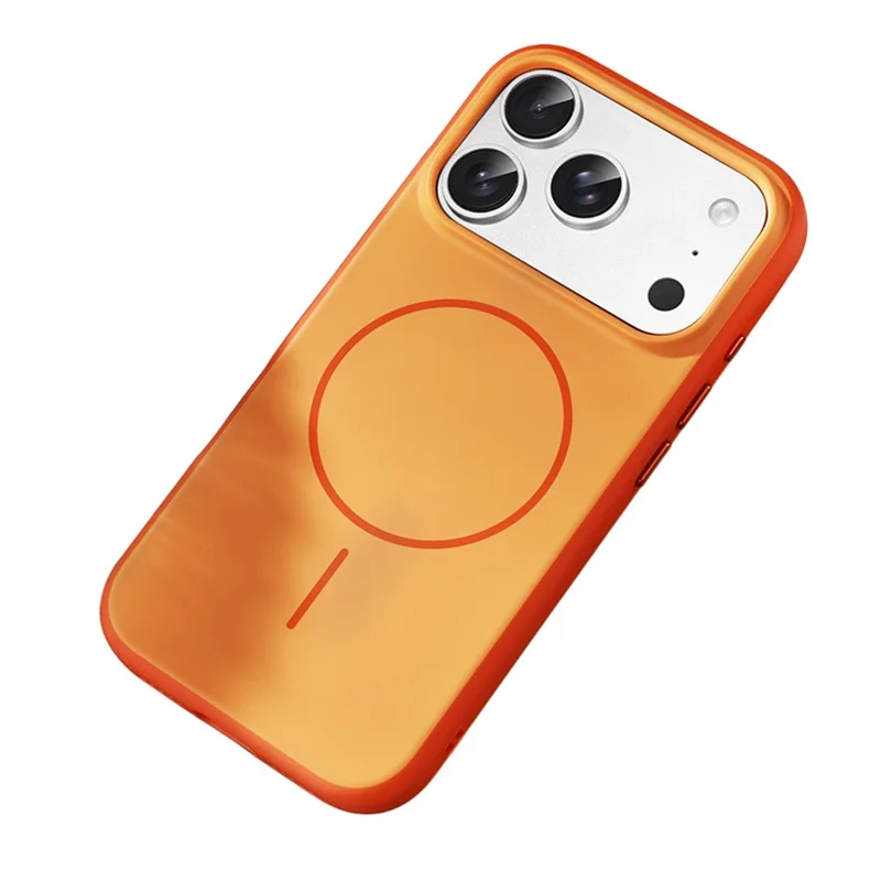 For iPhone 17 Pro Magnetic Case Ultra Thin PC TPU Phone Back Cover Compatible with MagSafe - Orange