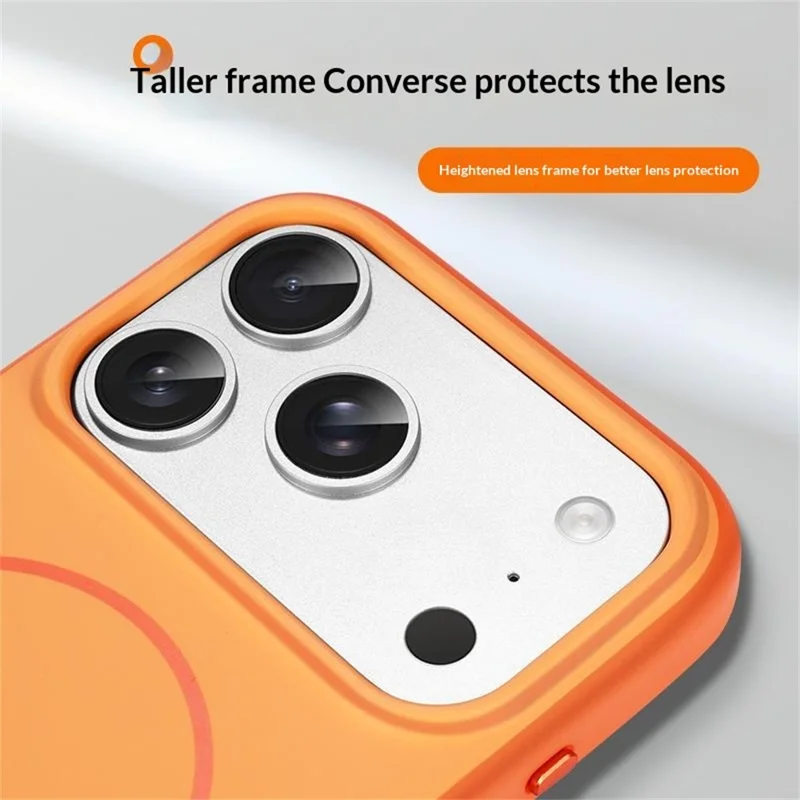 For iPhone 17 Pro Magnetic Case Ultra Thin PC TPU Phone Back Cover Compatible with MagSafe - Orange