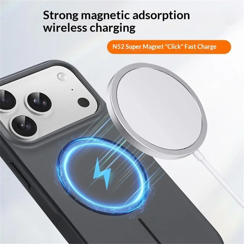 For iPhone 17 Pro Magnetic Case Ultra Thin PC TPU Phone Back Cover Compatible with MagSafe - Orange