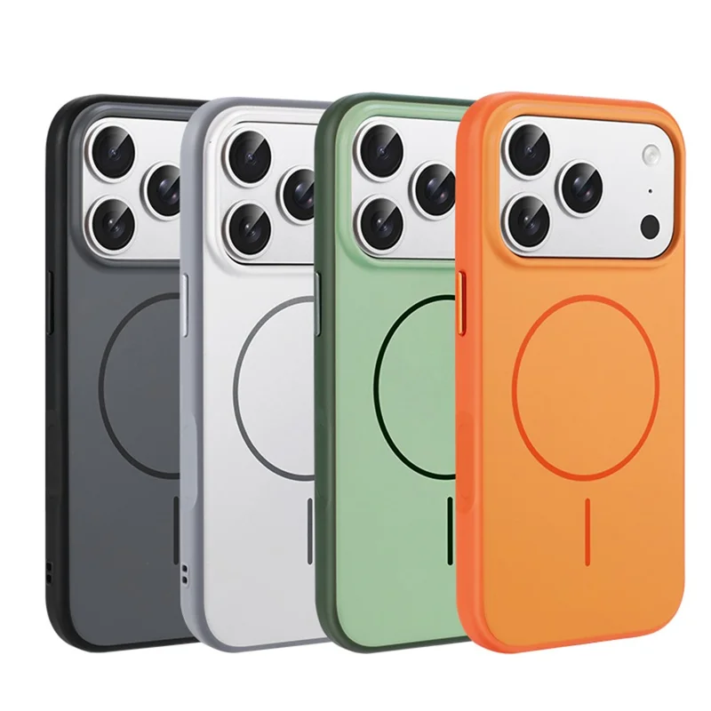 For iPhone 17 Pro Magnetic Case Ultra Thin PC TPU Phone Back Cover Compatible with MagSafe - Orange