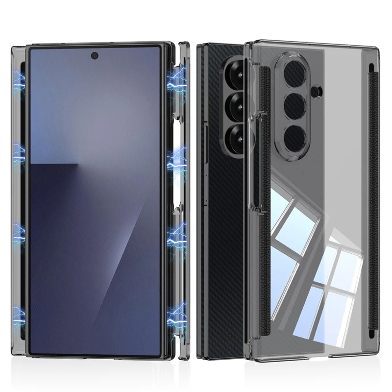 GKK per Samsung Galaxy Z TriFold 5G Custodia Trasparente per Telefono con Doppia Cerniera Magnetica, Protezione Completa, Cover in PC - Nero Trasparente