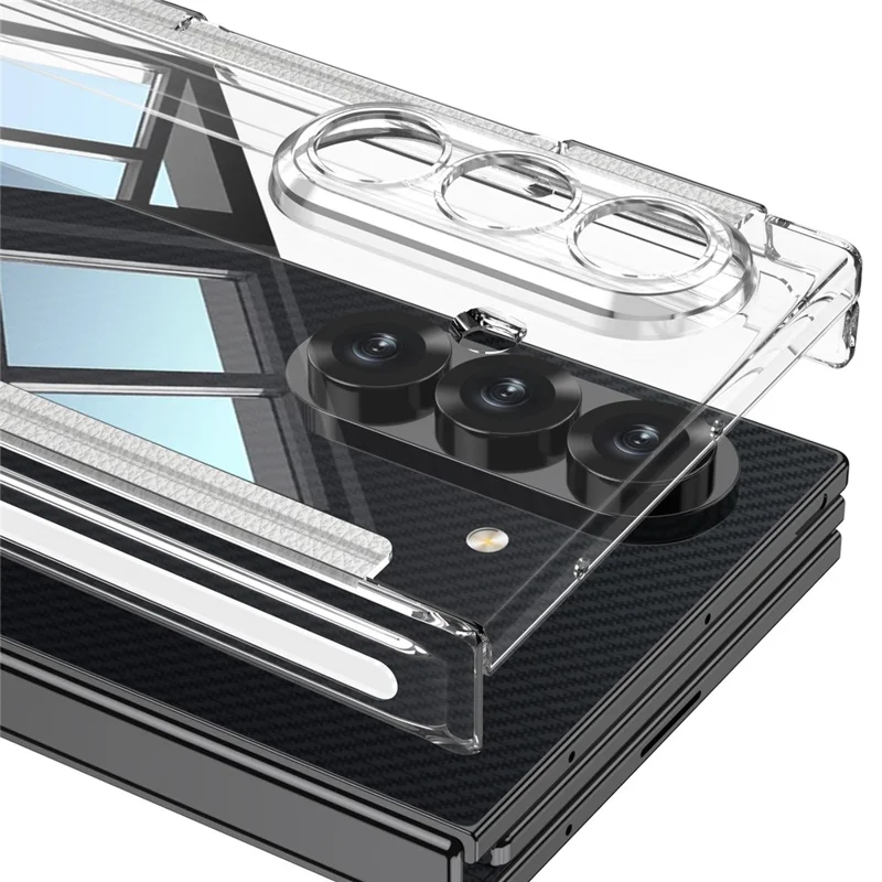 GKK per Samsung Galaxy Z TriFold 5G Custodia Trasparente per Telefono con Doppia Cerniera Magnetica, Protezione Completa, Cover in PC - Nero Trasparente