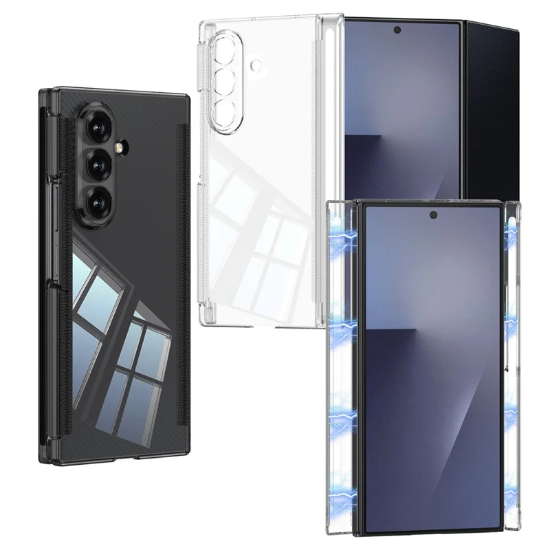 GKK per Samsung Galaxy Z TriFold 5G Custodia Trasparente per Telefono con Doppia Cerniera Magnetica, Protezione Completa, Cover in PC - Nero Trasparente