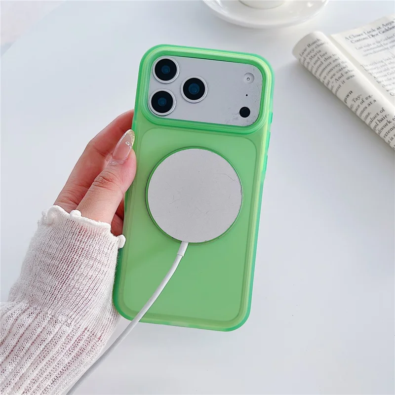 For iPhone 17 Pro Max Magnetic Case Kickstand Skin Touch Rubberized TPU PC Phone Cover Compatible with MagSafe - Green