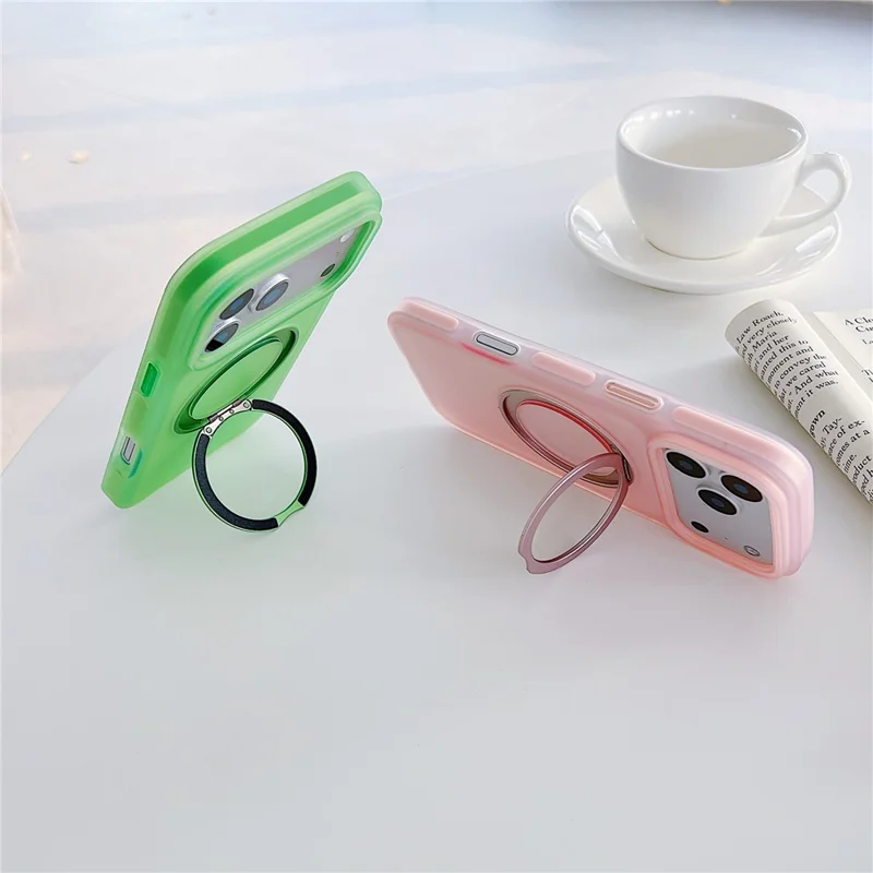 For iPhone 17 Pro Max Magnetic Case Kickstand Skin Touch Rubberized TPU PC Phone Cover Compatible with MagSafe - Green