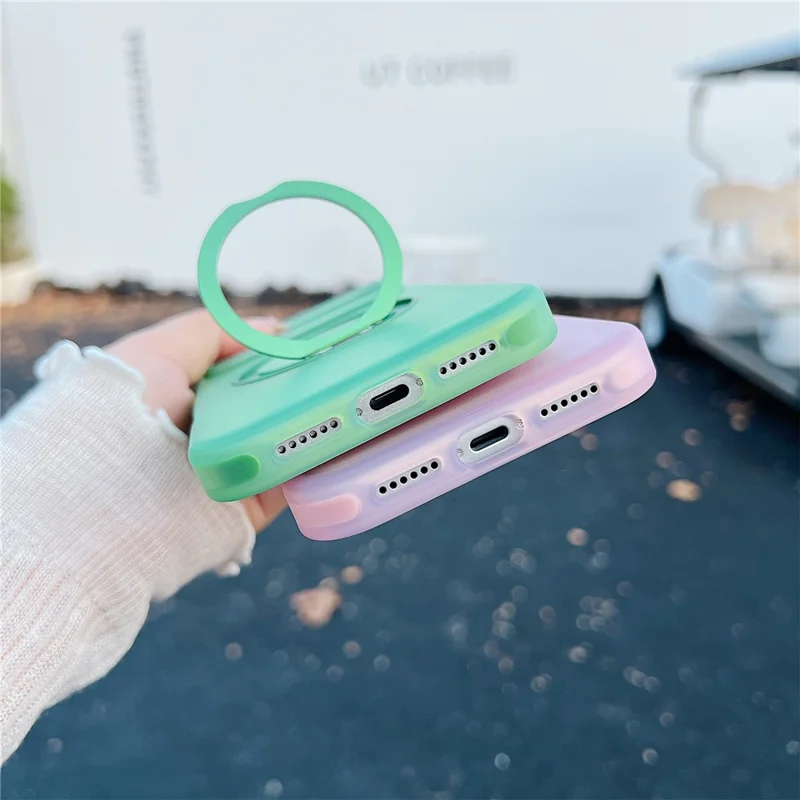 For iPhone 17 Pro Max Magnetic Case Kickstand Skin Touch Rubberized TPU PC Phone Cover Compatible with MagSafe - Green