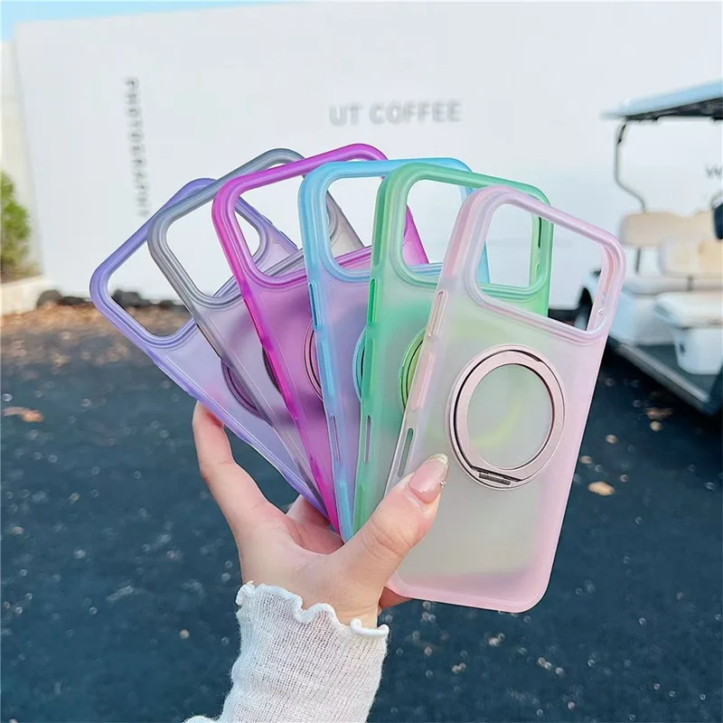 For iPhone 17 Pro Max Magnetic Case Kickstand Skin Touch Rubberized TPU PC Phone Cover Compatible with MagSafe - Green