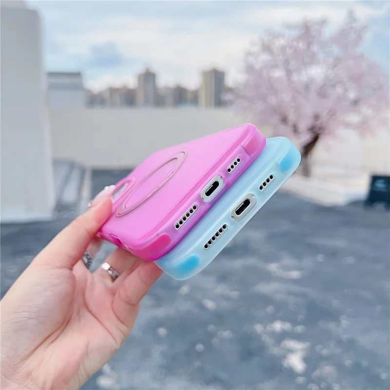 For iPhone 16 Pro Magnetic Case Kickstand Skin Touch Rubberized TPU PC Phone Cover Compatible with MagSafe - Blue