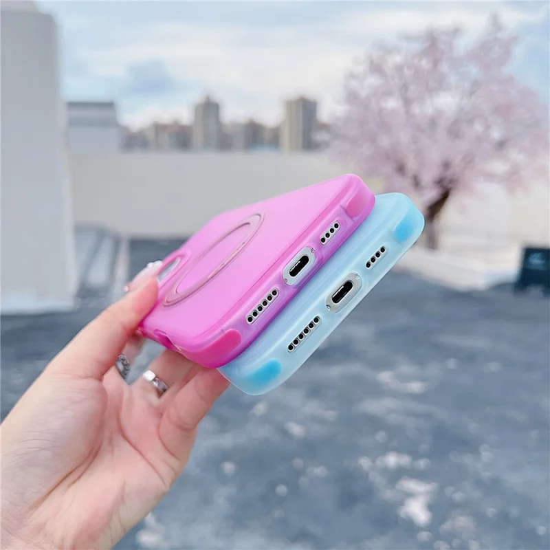 For iPhone 16 Pro Max Magnetic Case Kickstand Skin Touch Rubberized TPU PC Phone Cover Compatible with MagSafe - Blue