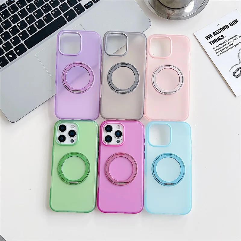 For iPhone 16 Pro Max Magnetic Case Kickstand Skin Touch Rubberized TPU PC Phone Cover Compatible with MagSafe - Blue