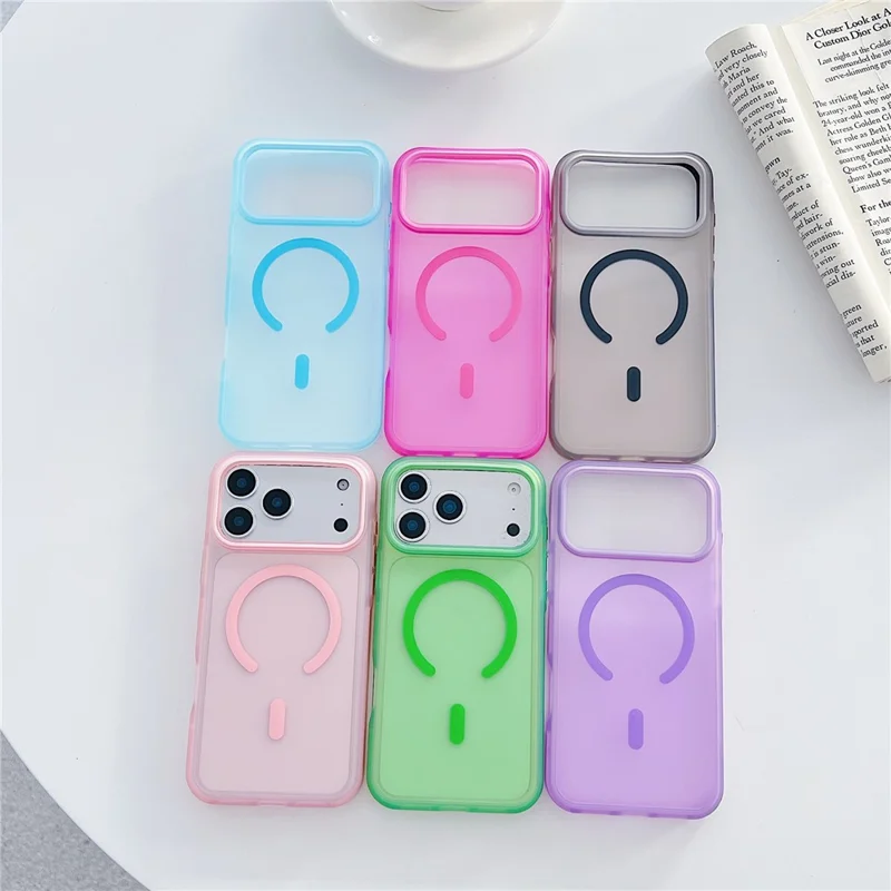 For iPhone 17 Pro Magnetic Case Skin Touch Rubberized TPU PC Phone Cover Compatible with MagSafe - Pink