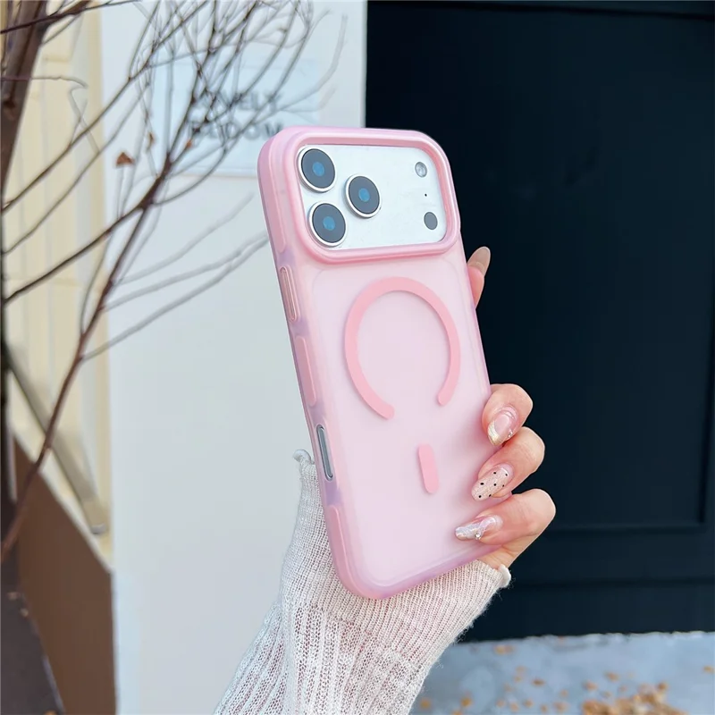 For iPhone 17 Pro Max Magnetic Case Skin Touch Rubberized TPU PC Phone Cover Compatible with MagSafe - Pink