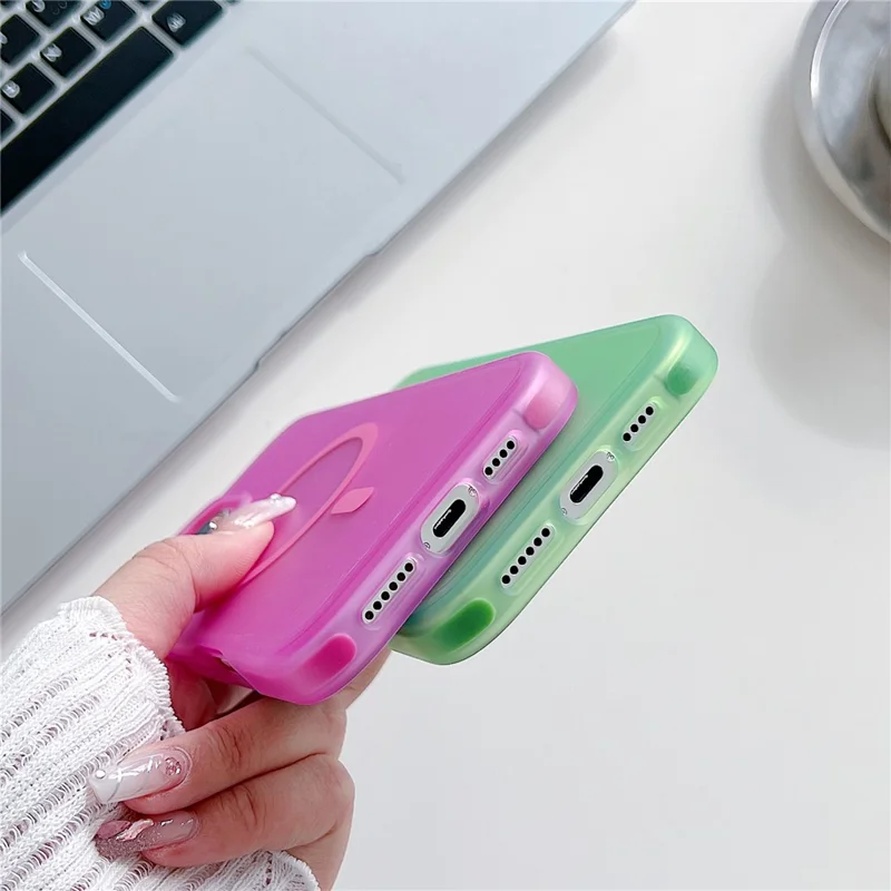 For iPhone 16 Pro Max Magnetic Case Skin Touch Rubberized TPU PC Phone Cover Compatible with MagSafe - Pink