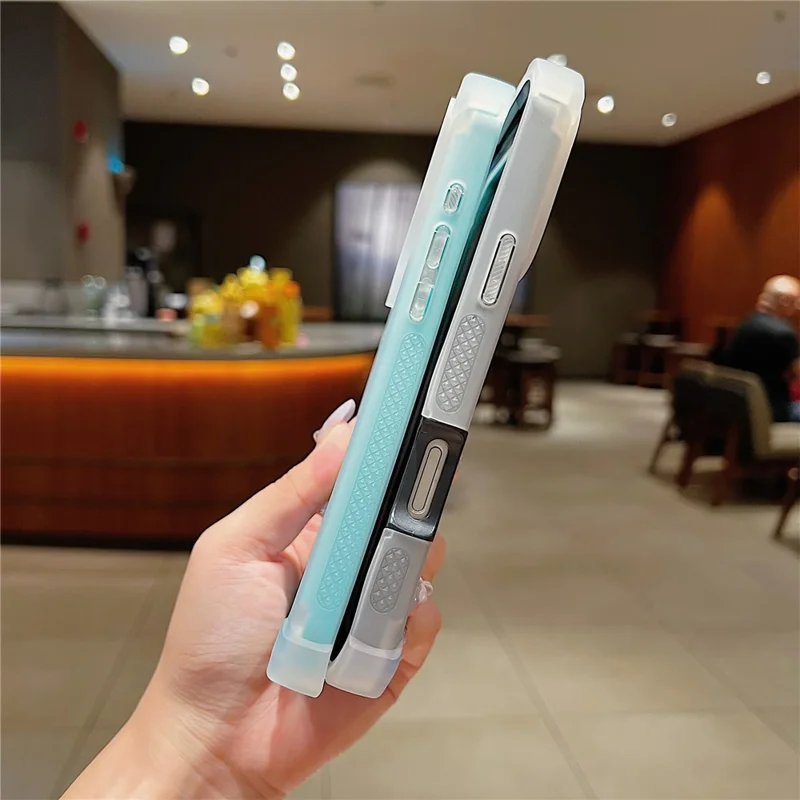 For iPhone 17 Pro Case Glitter Shockproof Clear Acrylic TPU Phone Cover Built-in Non-Magnetic Iron Ring - Transparent Pink