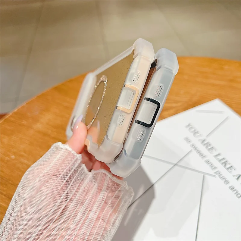 For iPhone Air Case Glitter Shockproof Clear Acrylic TPU Phone Cover Built-in Non-Magnetic Iron Ring - Transparent Black