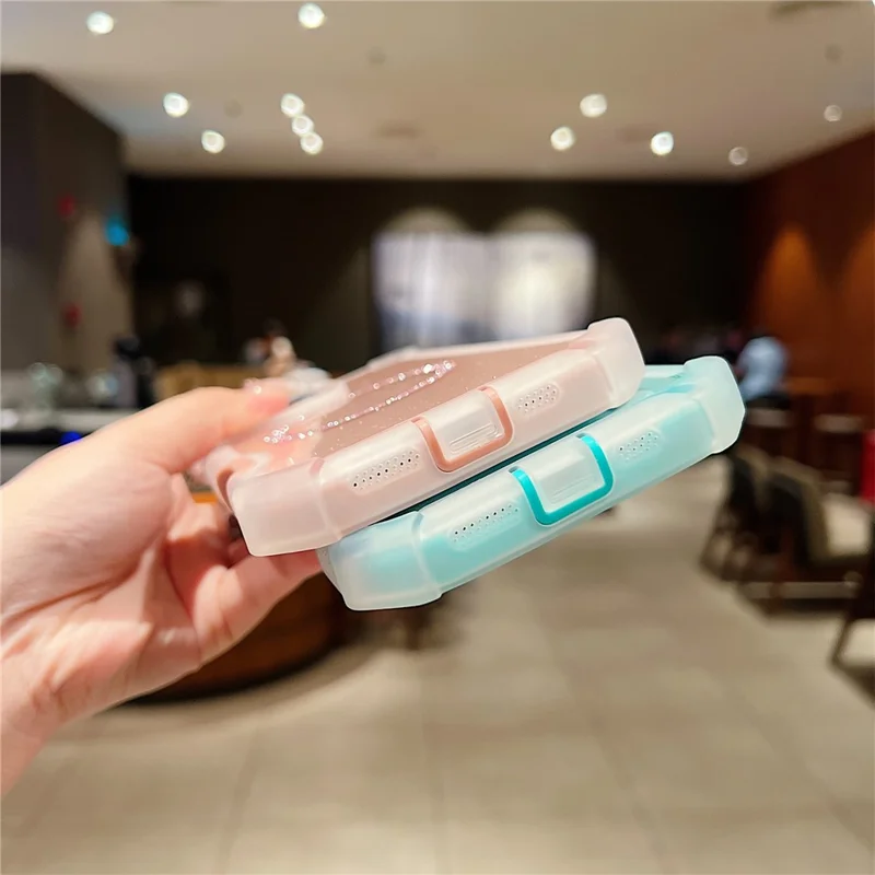 For iPhone 16 Pro Max Case Glitter Shockproof Clear Acrylic TPU Phone Cover Built-in Non-Magnetic Iron Ring - Transparent Gold