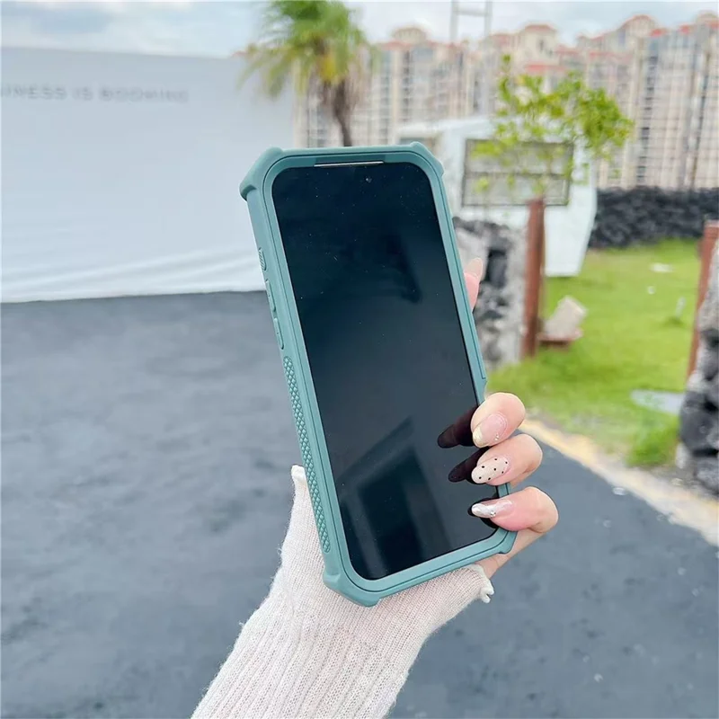 For iPhone 17 Pro Magnetic Case Carbon Fiber Texture Anti Drop TPU PC Phone Cover Compatible with MagSafe - Blackish Green