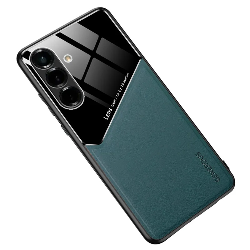 For Samsung Galaxy S26 Case Precise Cutout Leather Coated PC + TPU Phone Back Cover Built-in Metal Sheet - Green