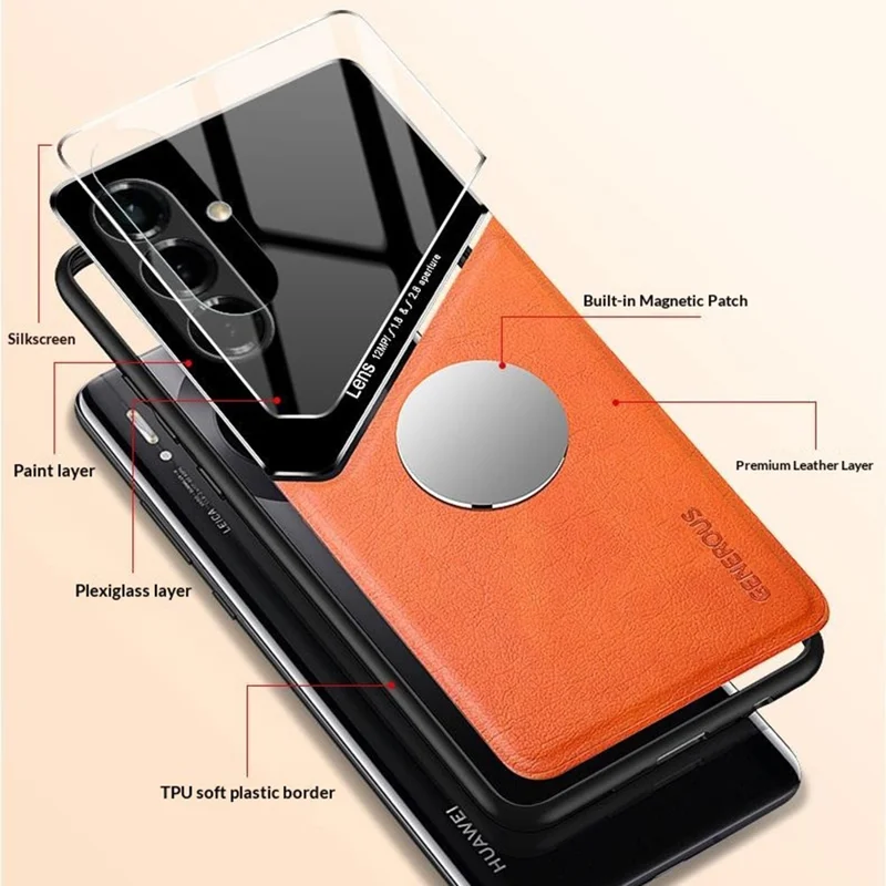 For Samsung Galaxy S26 Case Precise Cutout Leather Coated PC + TPU Phone Back Cover Built-in Metal Sheet - Green