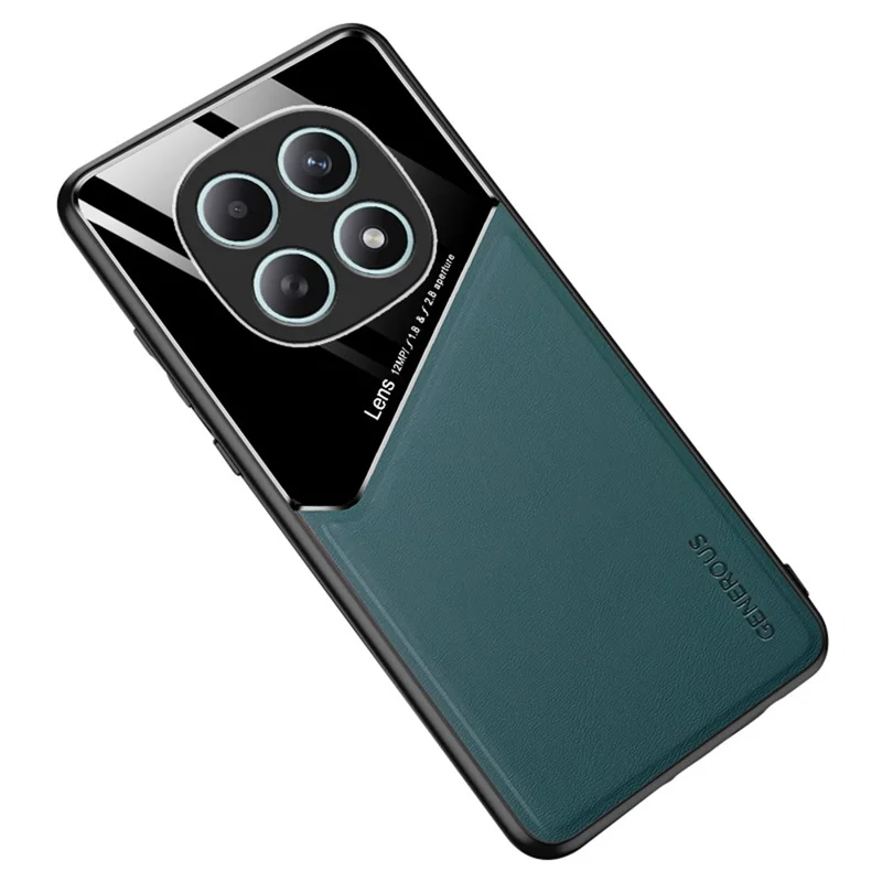 For Xiaomi Redmi Note 15 5G (Global)  /  Poco M8 5G Case Precise Cutout Leather Coated PC + TPU Phone Back Cover Built-in Metal Sheet - Green