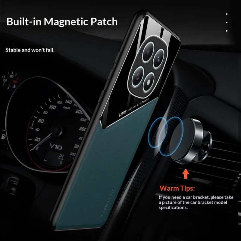 For Xiaomi Redmi Note 15 5G (Global)  /  Poco M8 5G Case Precise Cutout Leather Coated PC + TPU Phone Back Cover Built-in Metal Sheet - Green