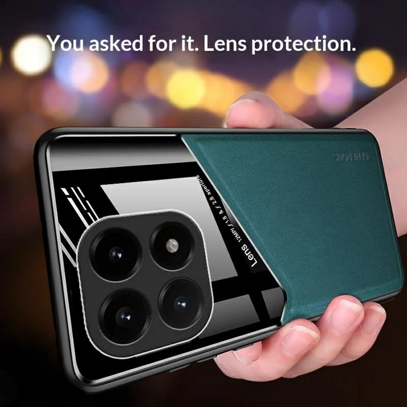 For Xiaomi 15T Case Precise Cutout Leather Coated PC + TPU Phone Back Cover Built-in Metal Sheet - Orange