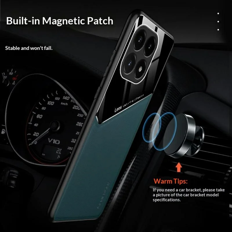 For Xiaomi 15T Case Precise Cutout Leather Coated PC + TPU Phone Back Cover Built-in Metal Sheet - Orange