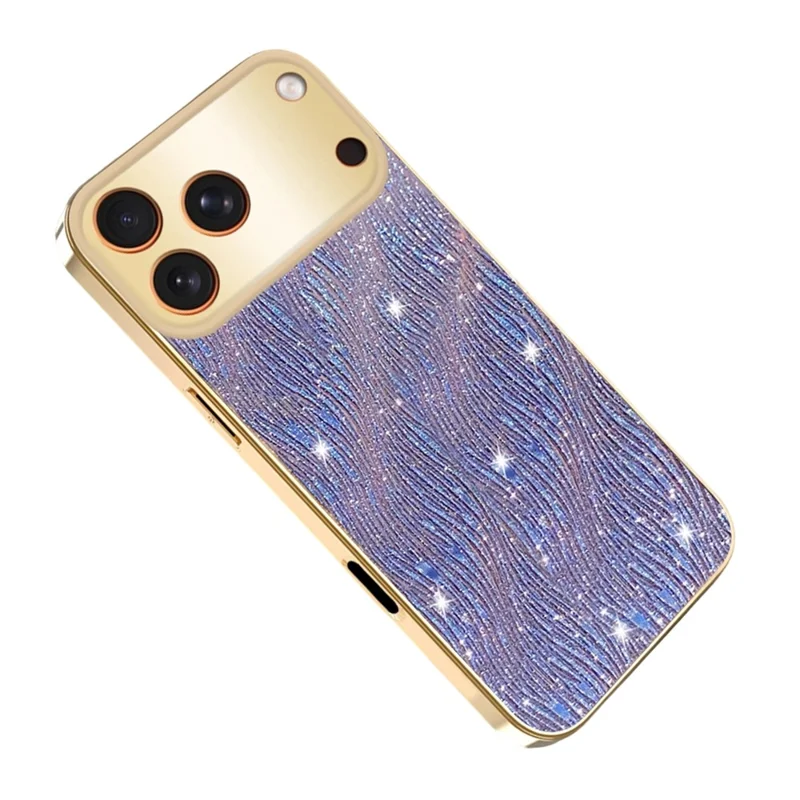 For iPhone 17 Pro Case Electroplating Ripple Texture PU + TPU + PC Phone Back Cover - Purple