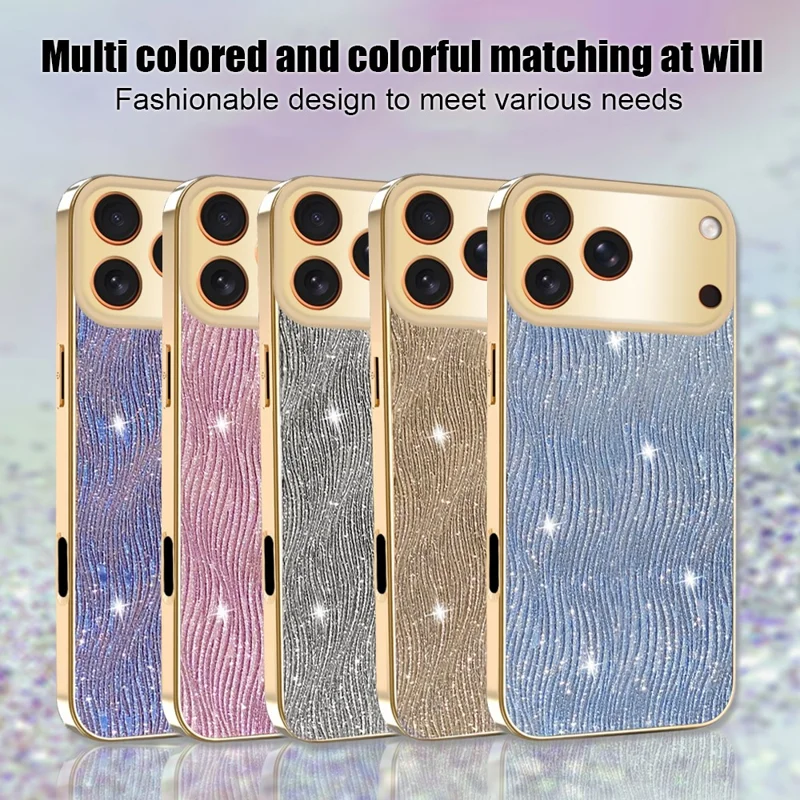 For iPhone 17 Pro Case Electroplating Ripple Texture PU + TPU + PC Phone Back Cover - Purple