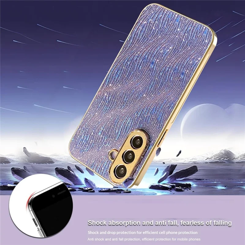 Voor Samsung Galaxy S26 / S26 Pro hoesje Electrolytisch geglansde Rimpelstructuur PU + TPU + PC Achterkant - Paars